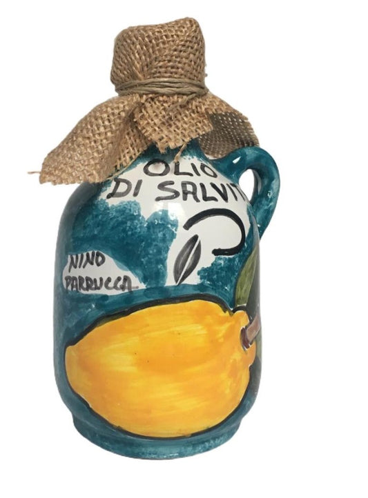 Ceramic jar blue "Limone" (Lemon)- Extra-Virgin Olive Oil "Nocellara del Belice" - (0.25 L)